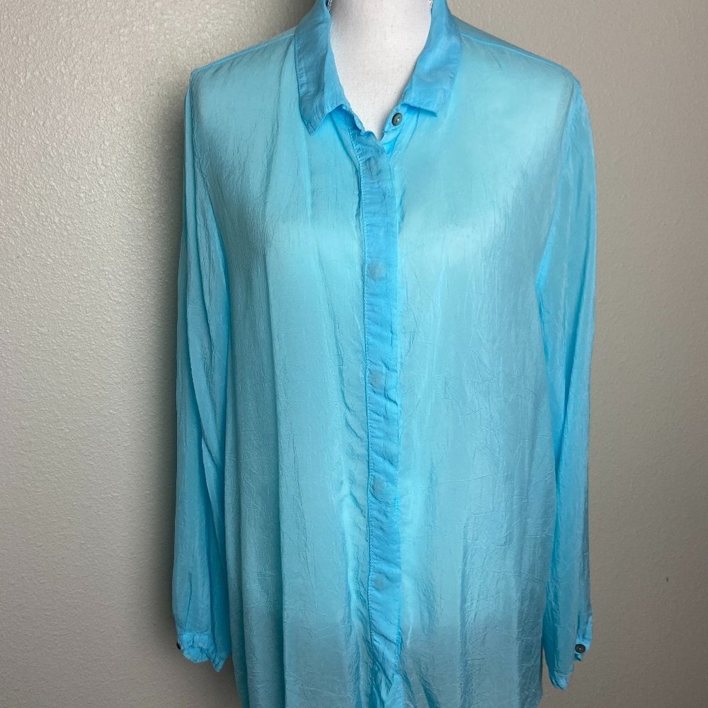 Soft Surroundings Blouse Shirt Long Sleeve Buttons Down 100% Rayon Sz XL